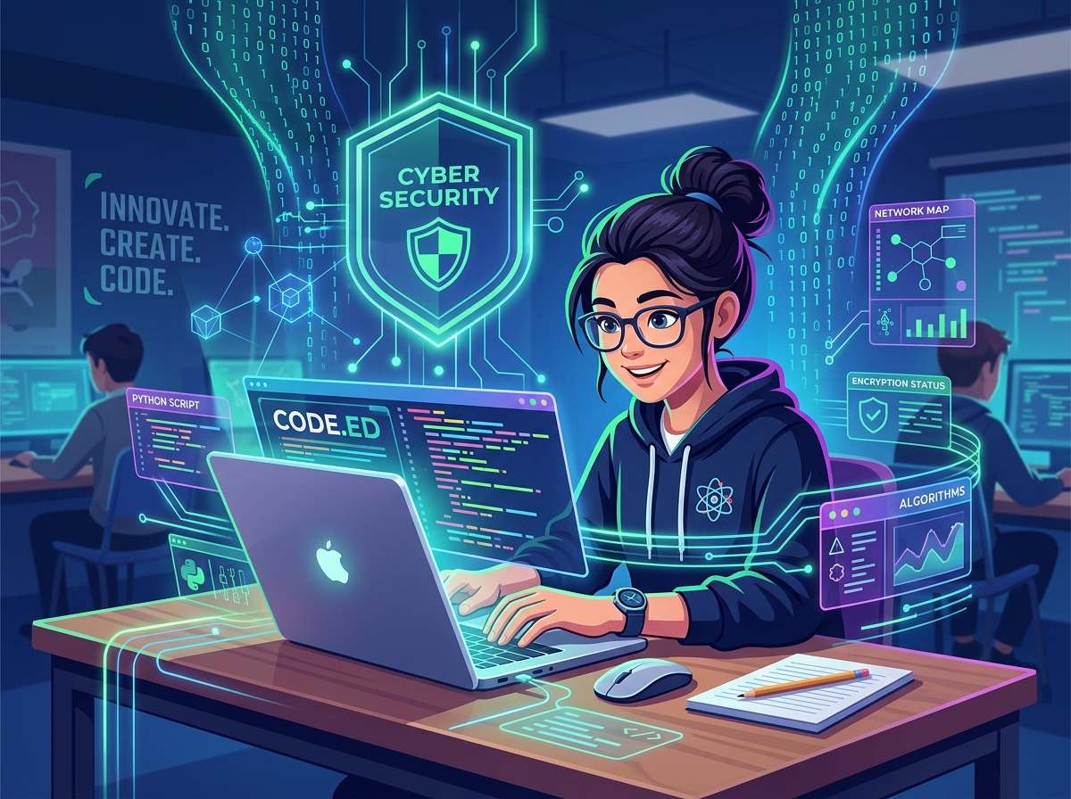 School Cybersecurity & AI Illustration